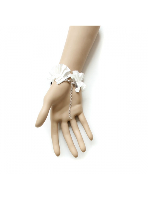 Fashion Elegant Bridesmaid Bride Black Sequins White Lace Retro Female Bracelet