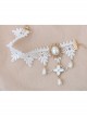 Palace Elegant Fashion Retro White Tassel Pearl Lace Female Anklet