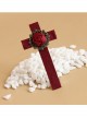 Gothic Fashion Exaggerated Retro Wine Red Rose Cross Vampire Bride Female Hairpin