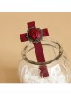 Gothic Fashion Exaggerated Retro Wine Red Rose Cross Vampire Bride Female Hairpin