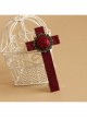 Gothic Fashion Exaggerated Retro Wine Red Rose Cross Vampire Bride Female Hairpin