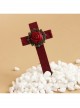 Gothic Fashion Exaggerated Retro Wine Red Rose Cross Vampire Bride Female Hairpin