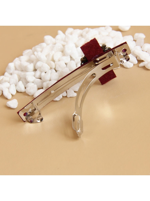 Gothic Fashion Exaggerated Retro Wine Red Rose Cross Vampire Bride Female Hairpin
