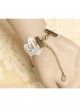 Fashion Bride Retro Palace White Lace Sapphire Green Crystal Female Bracelet With Ring One Chain