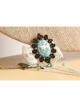 Fashion Bride Retro Palace White Lace Sapphire Green Crystal Female Bracelet With Ring One Chain