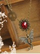 Gothic Fashion Ruby Bronze Bat Skull Retro Long Multilayer Antique Sweater Chain