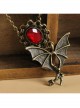 Gothic Fashion Ruby Bronze Bat Skull Retro Long Multilayer Antique Sweater Chain