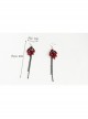 Retro Gothic Exaggerated Fashion Ruby Black Tassel Female Halloween Long Earrings