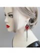 Retro Gothic Exaggerated Fashion Ruby Black Tassel Female Halloween Long Earrings
