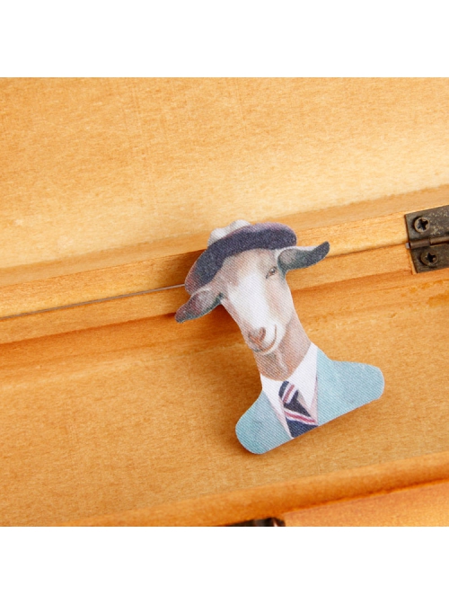 Fashion Art Retro Cartoon Hat Suit Cow Handmade Cloth Brooch