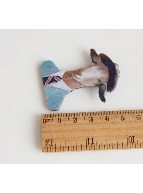 Fashion Art Retro Cartoon Hat Suit Cow Handmade Cloth Brooch