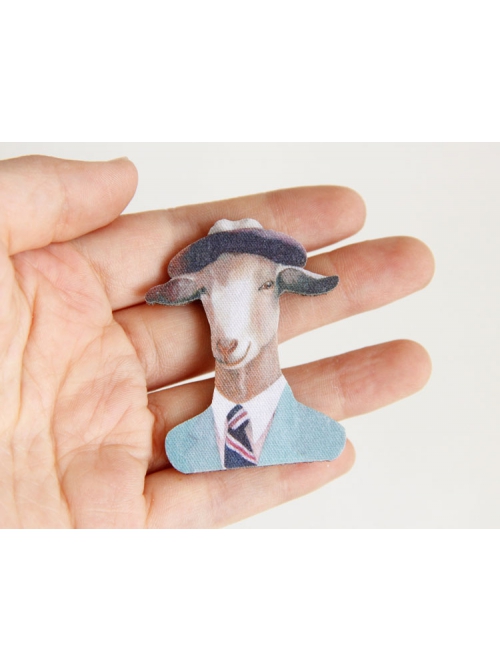 Fashion Art Retro Cartoon Hat Suit Cow Handmade Cloth Brooch