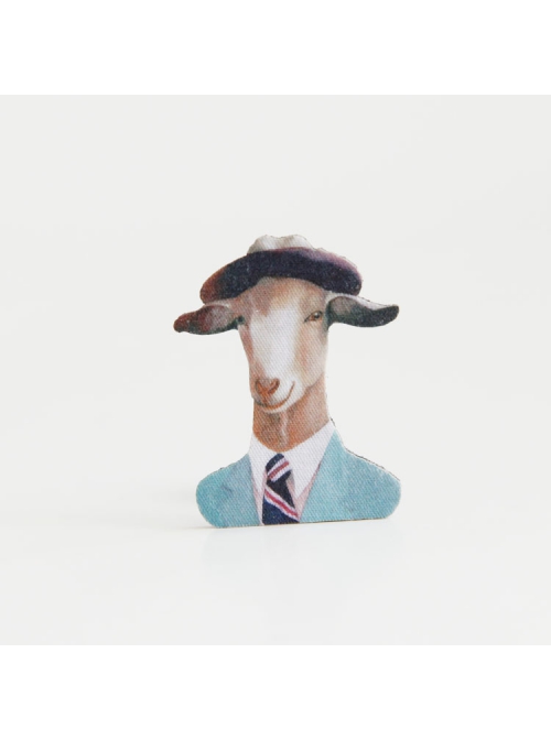 Fashion Art Retro Cartoon Hat Suit Cow Handmade Cloth Brooch