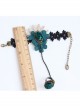 Fashion Retro Handmade Dark Green Rose Flower Vine Black Lace Female With Ring Bracelet