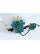 Fashion Retro Handmade Dark Green Rose Flower Vine Black Lace Female With Ring Bracelet