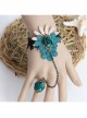Fashion Retro Handmade Dark Green Rose Flower Vine Black Lace Female With Ring Bracelet