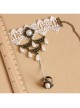 Fashion Retro Bride Bridesmaid White Lace Pearl Female Bracelet With Ring One Chain