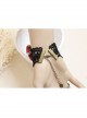Fashion Retro Cute Female Black Lace Pink Bow Bracelet With Ring One Chain