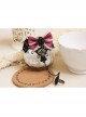 Fashion Retro Cute Female Black Lace Pink Bow Bracelet With Ring One Chain
