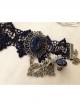 Retro Fashion Gothic Black Lace Alloy Handmade Dance Female Ring Bracelet