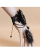 Retro Gothic Fashion Black Lace Fox Hair Female Bracelet With Ring One Chain