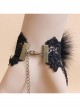 Retro Gothic Fashion Black Lace Fox Hair Female Bracelet With Ring One Chain