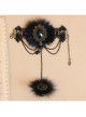 Retro Gothic Fashion Black Lace Fox Hair Female Bracelet With Ring One Chain