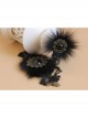 Retro Gothic Fashion Black Lace Fox Hair Female Bracelet With Ring One Chain