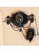 Retro Gothic Fashion Black Lace Fox Hair Female Bracelet With Ring One Chain