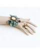 Fashion Retro Dreamy Fairy Handmade Green Flower Black Lace Female Bracelet With Ring One Chain