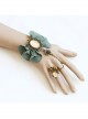 Fashion Retro Dreamy Fairy Handmade Green Flower Black Lace Female Bracelet With Ring One Chain