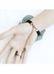 Fashion Retro Dreamy Fairy Handmade Green Flower Black Lace Female Bracelet With Ring One Chain