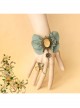 Fashion Retro Dreamy Fairy Handmade Green Flower Black Lace Female Bracelet With Ring One Chain