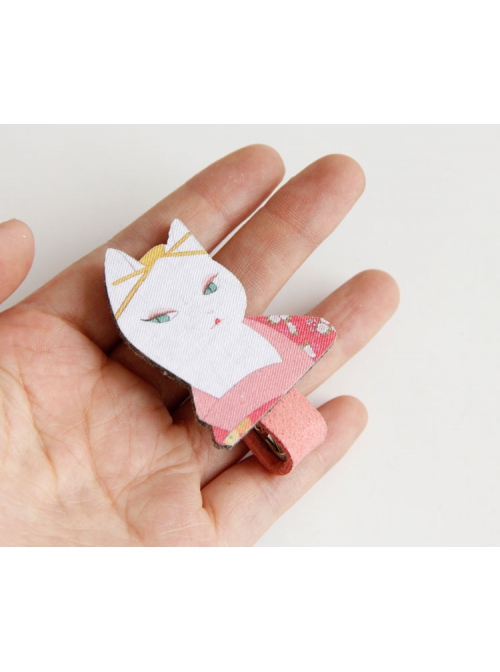 Fashion Cute Fabric Cartoon Pink Cat Creativity Funny Female Hairpin