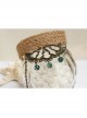 Retro Creative Fashion Beach Travel Green Crystal Rose Hemp Rope Female Bracelet With Ring One Chain