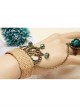 Retro Creative Fashion Beach Travel Green Crystal Rose Hemp Rope Female Bracelet With Ring One Chain