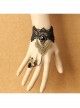 Gothic Retro Fashion Weaving Wishing Black Lace Pearl Palace Female Bracelet Ring One Chain