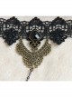 Gothic Retro Fashion Weaving Wishing Black Lace Pearl Palace Female Bracelet Ring One Chain