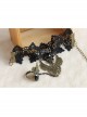 Gothic Retro Fashion Weaving Wishing Black Lace Pearl Palace Female Bracelet Ring One Chain