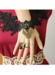 Gothic Retro Fashion Weaving Wishing Black Lace Pearl Palace Female Bracelet Ring One Chain