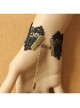 Gothic Retro Fashion Weaving Wishing Black Lace Pearl Palace Female Bracelet Ring One Chain