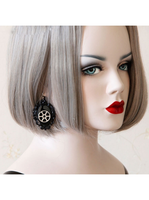 Retro Fashion Dark Style Handsome Steampunk Mechanical Gear Black Personality Female Earrings