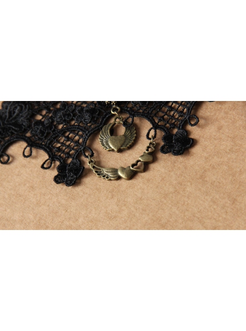 Retro Gothic Fashion Vampire Love Female Black Lace Ruby Female Anklet