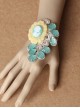Retro Fashion Elegant Beauty Head Green Crystal White Lace Female Bracelet