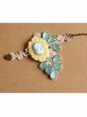 Retro Fashion Elegant Beauty Head Green Crystal White Lace Female Bracelet