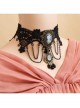 Gothic Retro Fashion Christmas Holiday Prom Black Pearl Lace Tassel Female Antique Choker