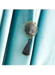 Gothic Personality Creative Fashion Retro Halloween Head Black Tassel Female Brooch