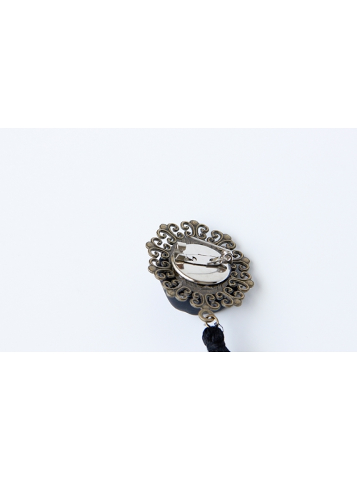 Gothic Personality Creative Fashion Retro Halloween Head Black Tassel Female Brooch