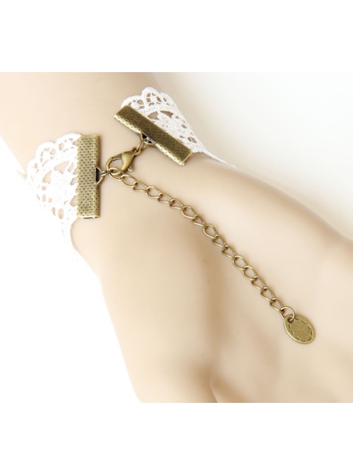 Fashion Casual Elegant Bride Bridesmaid White Lace Yellow Rose Flower Female Bracelet With Ring One Chain