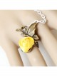 Fashion Casual Elegant Bride Bridesmaid White Lace Yellow Rose Flower Female Bracelet With Ring One Chain